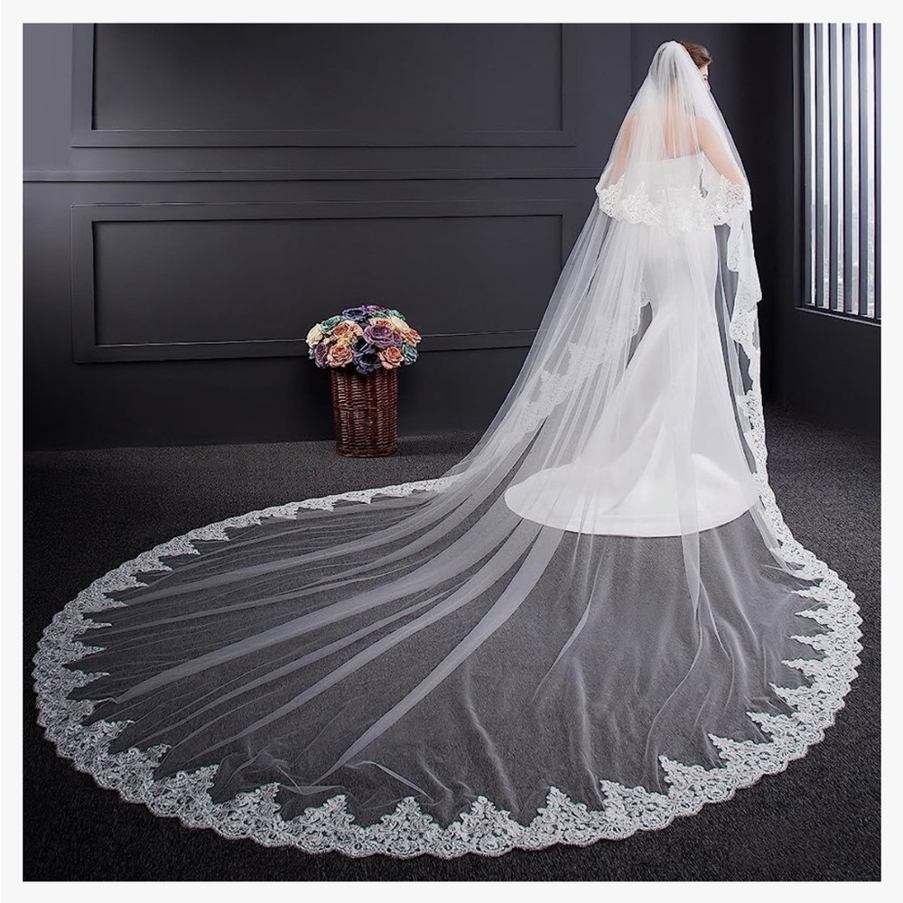 Cathedral Length Ivory Veil with Blusher